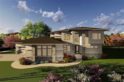 Plan 890030ah Prairie Style House Plan With Two Story Ceilings