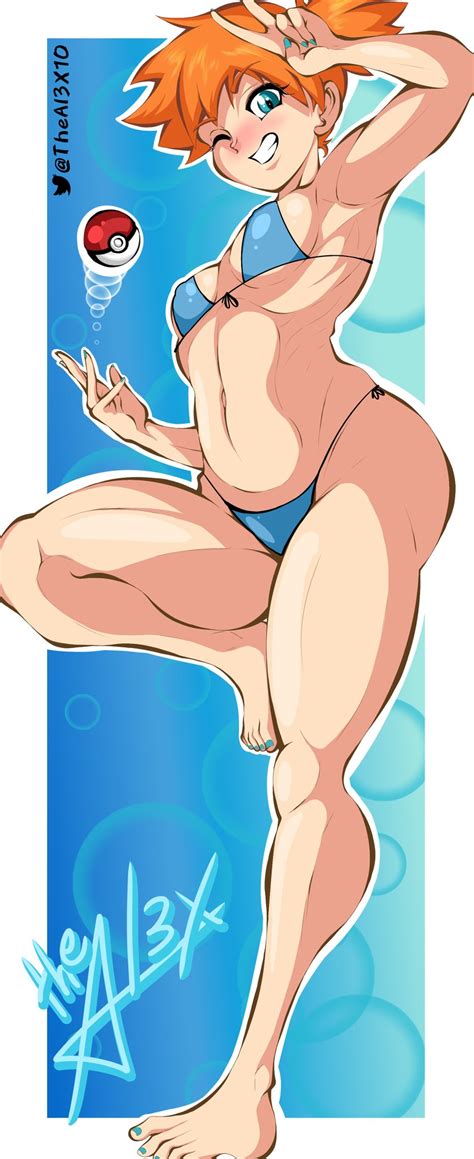 Rule 34 Armpits Belly Bikini Blush Green Eyes Kasumi Pokemon Legs
