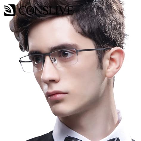 men glasses frame optical titanium formal square half rimless eyeglasses frame big size mens