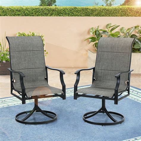 Mf Studio Patio Dining Chairs Set Of 2 Swivel Textilene Outdoor Dining