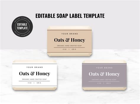 Editable Bar Soap Label Template Custom Soap Wrap Digital Etsy Canada