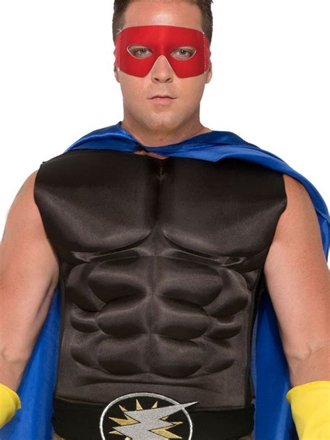 Hero Muscle Chest Adult Costume Various Colours