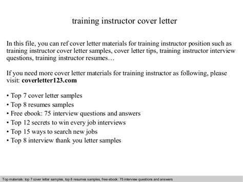 training instructor cover letter