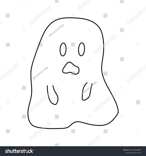 Vector Illustration Cute Ghost Outline Doodle Stock Vector Royalty