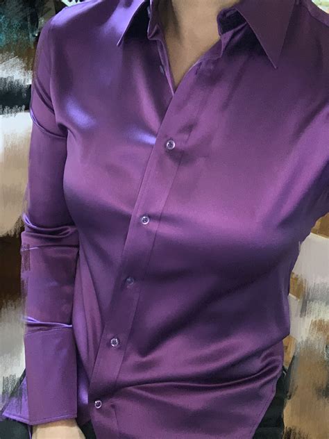 Pin By Satin Lux On Purple Satin 💜 Pants Women Fashion Satin Blouses