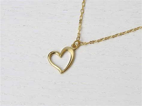 Dainty Gold Heart Necklace Simple Heart Necklace By Sarittdesigns