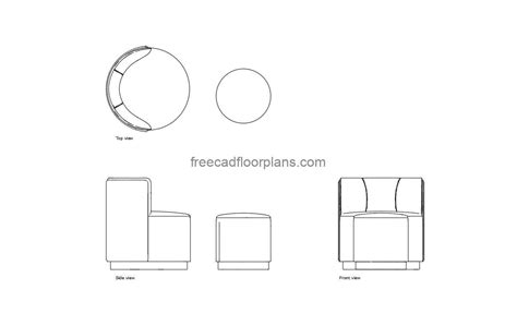 Armchair And Pouf Autocad Block Free Cad Floor Plans