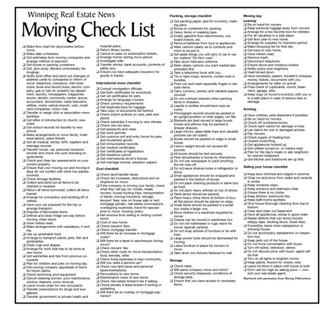 Printable Moving Checklist