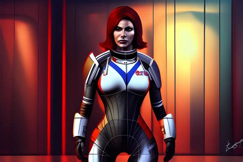 Female Commander Shepard From Mass Effect In Latex Catsuit Wallpapersai