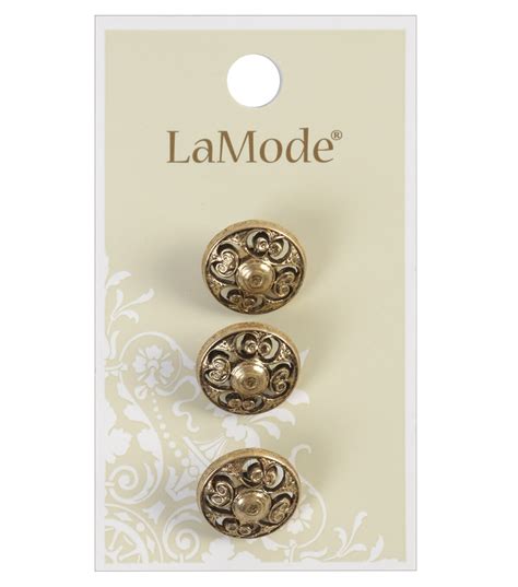La Mode 3pk 58 Antique Gold Shank Buttons Joann