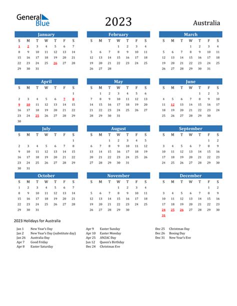 Australia Calendars With Holidays