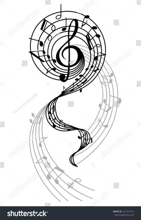 Abstract Musical Swirl Notes Sounds Art Stock Vector