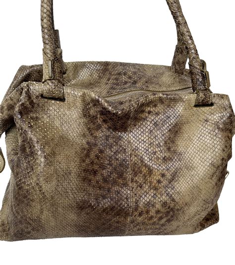 Furla Python Snake Skin Large Satchel Bag Olive Greenbrown Ebay