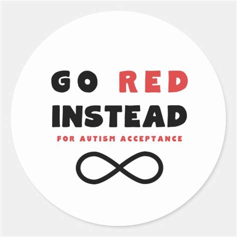 Red Instead Autism Acceptance Classic Round Sticker