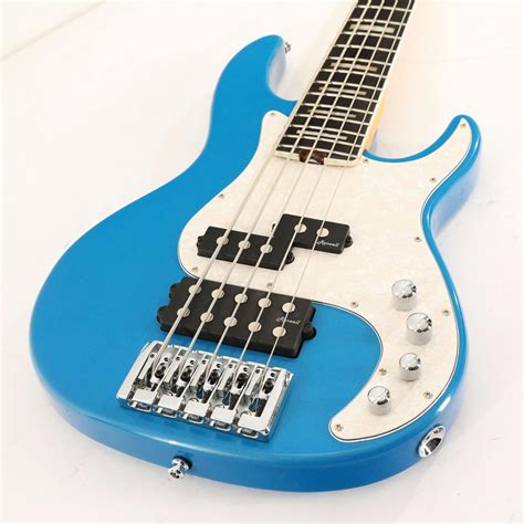 Second Hand Harley Benton Pro Series 5 String Bass Guitar In Blue