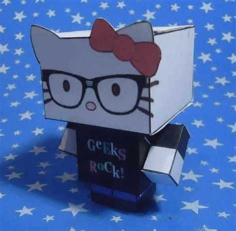 Papermau Hello Kitty Geeks Rock Paper Toy In Cubee Style By