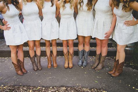 Wedding With Bridesmaids In Cowboy Boots Rustic Wedding Chic
