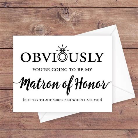 Will You Be My Matron Of Honor Card Obviously Youre Etsy Asking