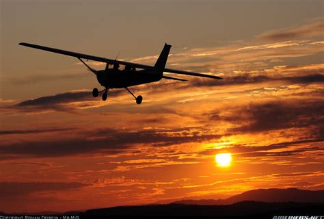 Stunning Sunset View Of Cessna 150m Aircraft