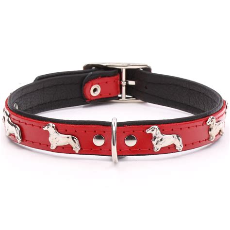 Red Leather Sausage Dog Collars