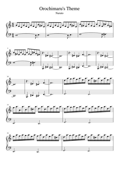 5 sheet music for piano (solo) | musescore.com piano Naruto - Orochimaru's Theme easy | Anime sheet music ...