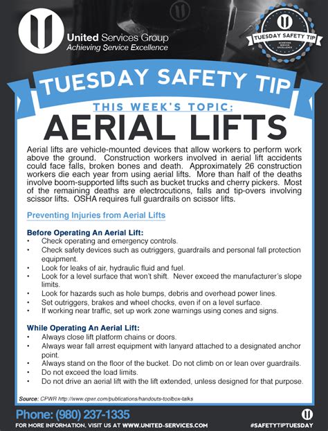 This Weeks Tuesday Safety Tip Is About Aerial Lifts United Services