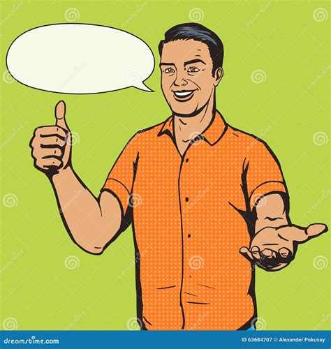 Man Shows Thumb Gesture Pop Art Vector Stock Vector Illustration Of