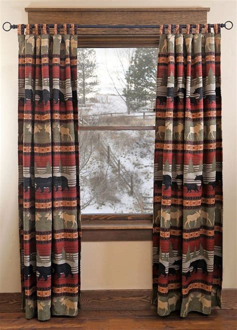 Maybe you would like to learn more about one of these? Moose & Bear Cabin Curtain Panels | Rustic window ...