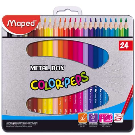 Set 24 Lápices De Colores Maped Colorpeps Con Estuche De Metal