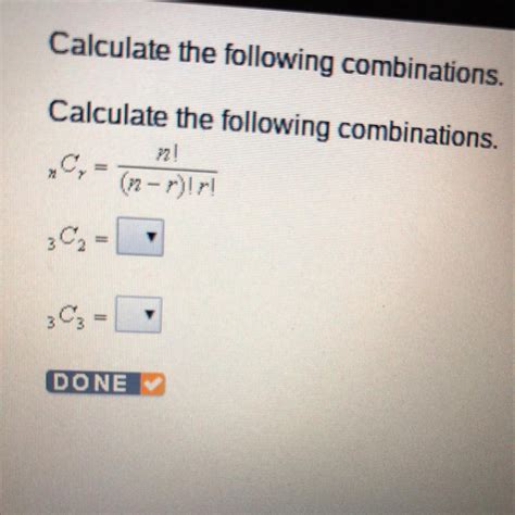 📈calculate The Following Combinations