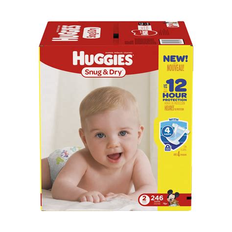 HUGGIES Snug Dry Diapers Size 2 246Count Packaging May Vary