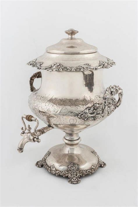 19th Century Silver Plate Samovar 44cm High Tea And Coffee Pots
