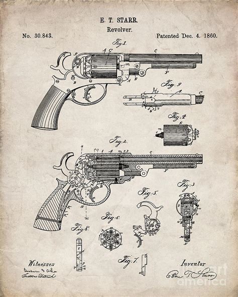 Western Revolver Patent Antique Firearm Art Antique Vintage Digital