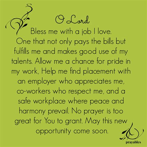 Prayer New Job Prayer Prayables