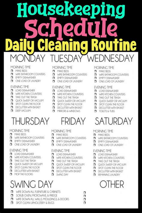 Cleaning Schedules Checklists Daily Weekly Monthly House Cleaning Chores Lists Si