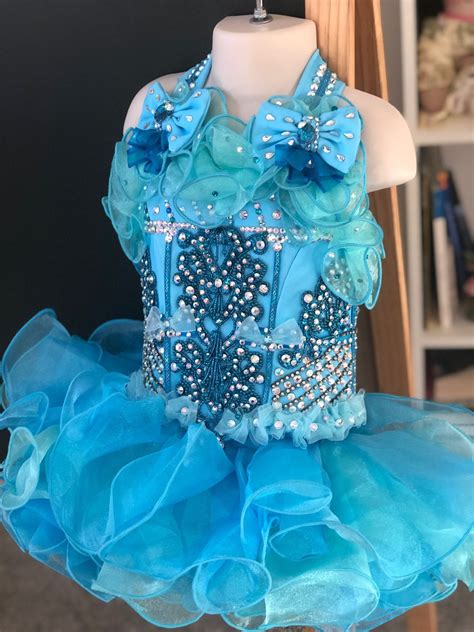 High Glitz Beauty Pageant Cupcake Dress Size 3 Or 4 Pool Blue Etsy