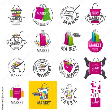Large Set Of Vector Logos For Market Stock Vector Adobe Stock
