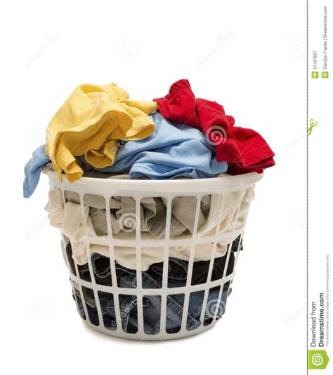 Laundry Basket Full Of Clothes Shot Straight On Stock Image Image Of