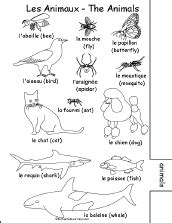 French Word Book to Print: Animals Page - EnchantedLearning.com