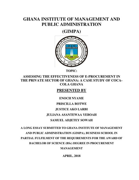 Pdf Ghana Institute Of Management And Public Administration Gimpa