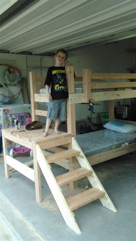 Ana White Altered Camp Loft Bed W Stairs Diy Projects Bunk Beds