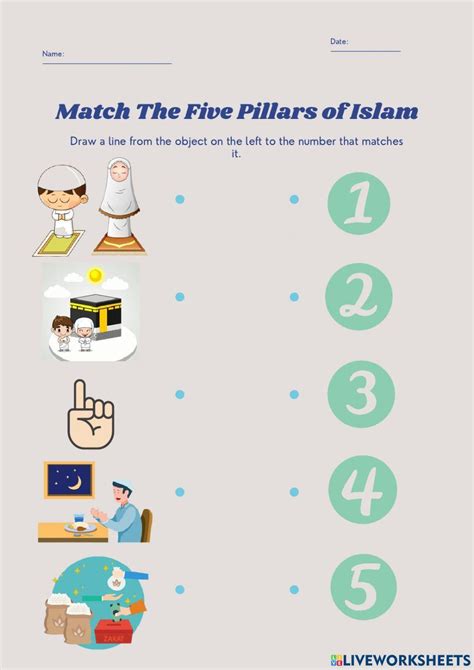The Five Pillars Of Islam 5 Rukun Islam Worksheet Live Worksheets
