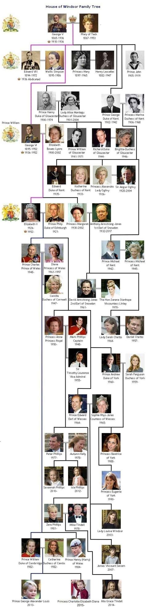 The following is a simplified family tree of the english and british monarchs. The Royal House of Windsor | Royal family trees, Windsor ...