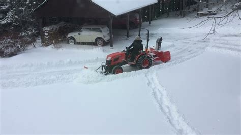 My Wife Plowing Snow With Kubota B2320 Youtube