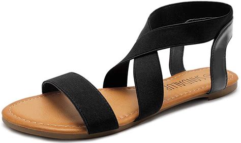 sandalup elastic ankle strap flat sandals for women black 05 flats ankle strap