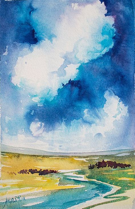 Prairie Expanse Original Watercolor Painting By Angela Fehr In