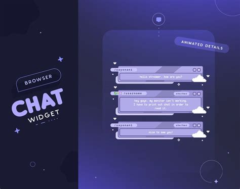 Purple Browser Twitch Chat Widget Animated Custom Cute Retro Etsy