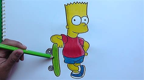 Dibujando A Bart Y Su Patineta Los Simpson Drawing Bart And His
