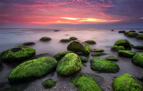 Wallpaper Sea Beach Landscape Sunset Nature Sunrise Stones Rocks