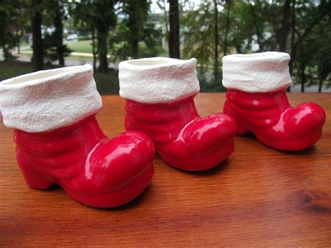 Ceramic Santa Boots Christmas Boots Santa Boots Christmas Crafts